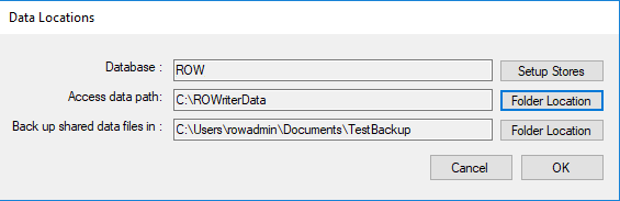 The Data Locations window. 
