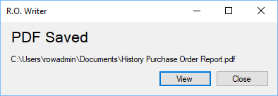 The PDF Saved popup message.