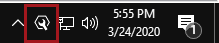 The RO Writer icon in the notification of the taskbar.