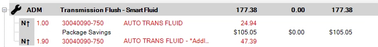 Additional fluid with a package price.