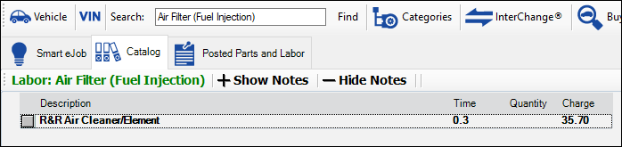 The search results on the Catalog tab.