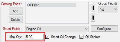 The Smart Fluids section with Max Qty circled.