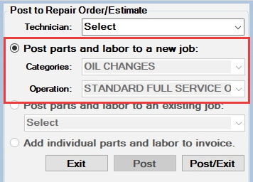 The posting options circled.
