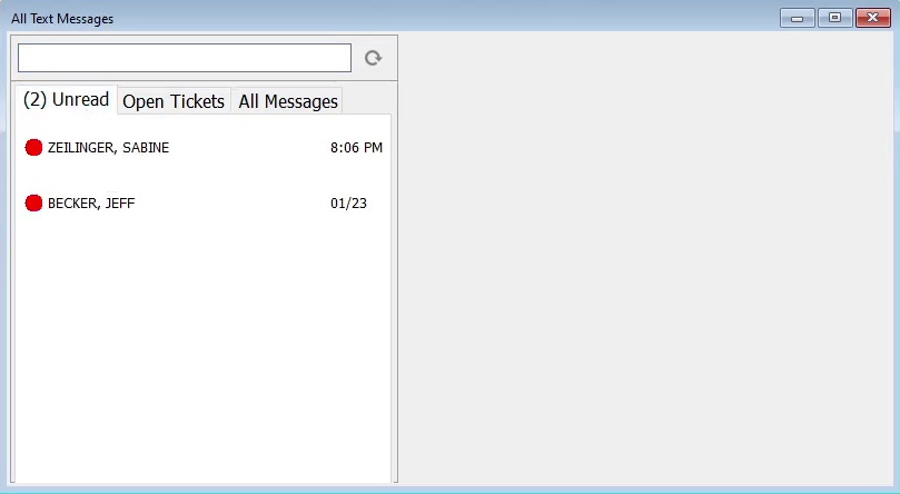 The message window for all customers.