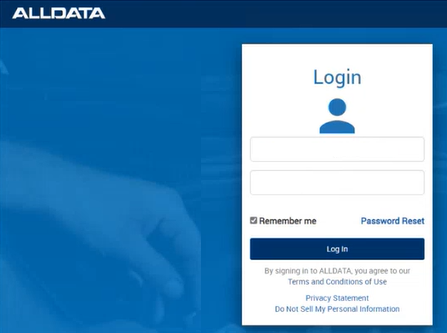 The ALLDATA login window.