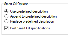The Smart Oil Default Labor options.