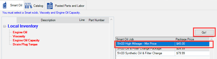 The job selected and circled and the Go button circled.