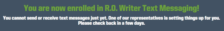 Enrollment confirmation message.