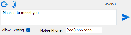 Misspelled words in the text box.