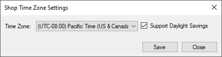 The Shop Time Zone settings.