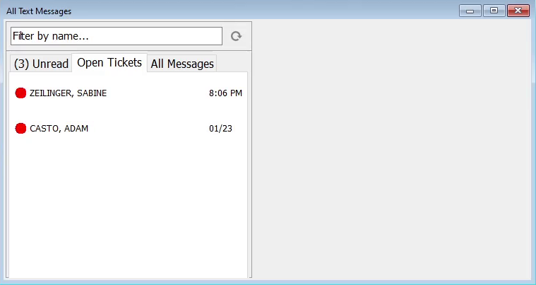 Open Tickets tab with unread items. 