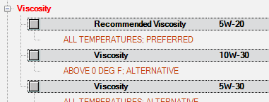 Multiple viscosity results with none selected.
