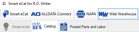 The Web Warehouse logo in the Smart eCat toolbar. 