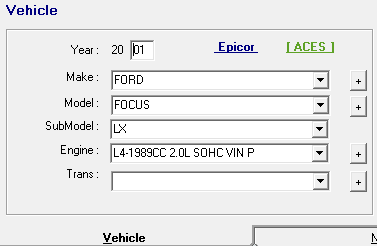 The ACES vehicle fields on the vehicle tab.