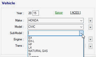 The ACES label turning green as the engine is selected.