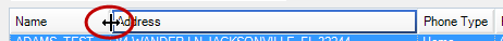 The double-sided arrow that appears when you hover on a column dividing line in the table header row.