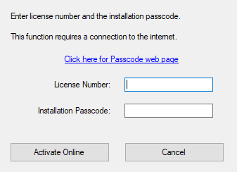 The online activation window.