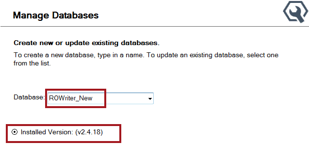 The new database name in the field.