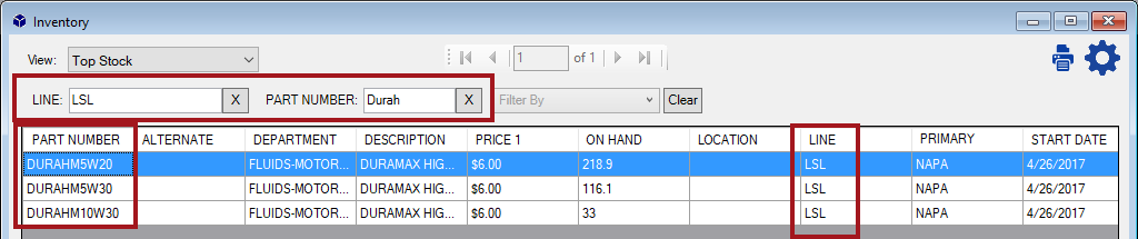 The Browse window with two filters applied.