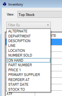 The Filter By dropdown list expanded.