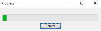 The progress bar that appears as Browse compiles data for printing.