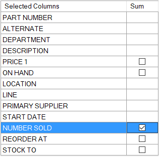 The Sum box checked.