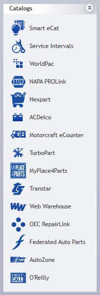 The catalog section of the quick launch.