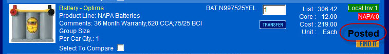 A part search result displaying posted.