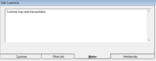 The Notes tab with a note entered.