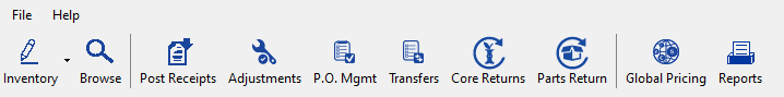 The Inventory toolbar.