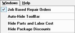 The Windows menu in the main module with Job based selected.