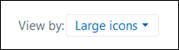 The View dropdown list with Large icons selected.