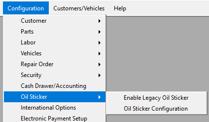 Enable Legacy Oil Sticker unchecked.