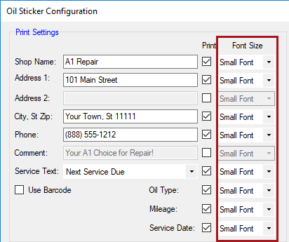 The print settings for oil stickers.
