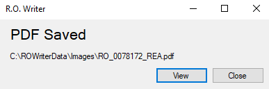The PDF saved message.