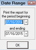 The Date Range popup window.