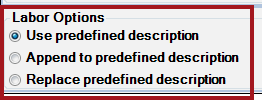 The Labor Options circled.