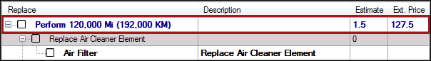 The top level labor line when it is not selected circled.