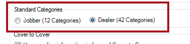 The Standard Categories options circled on the Options tab.