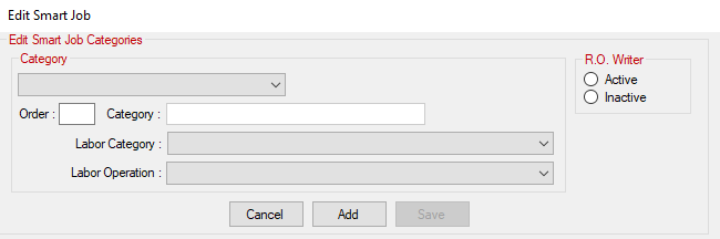The Edit Smart Jobs Category window blank.