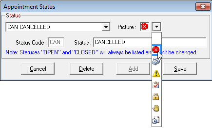 The picture dropdown list expanded.