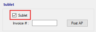 The Edit Labor window with sublet selected