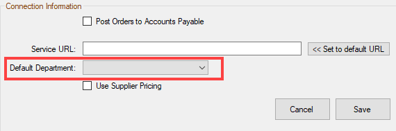The Default Department dropdown list. 