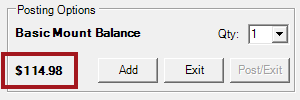 The Package amount in the Posting Options section.