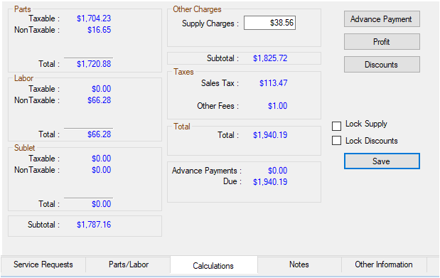 The Calculations tab.