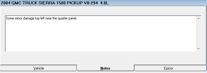 The Notes tab with a note entered.