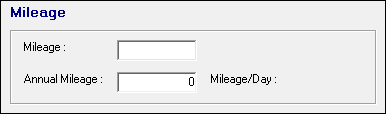 The Mileage section.