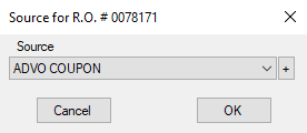 The change source window.