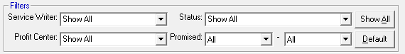 The Filter area of the in progress windows.