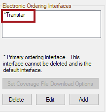 The transtar electonic interface circled on the main supplier window. 